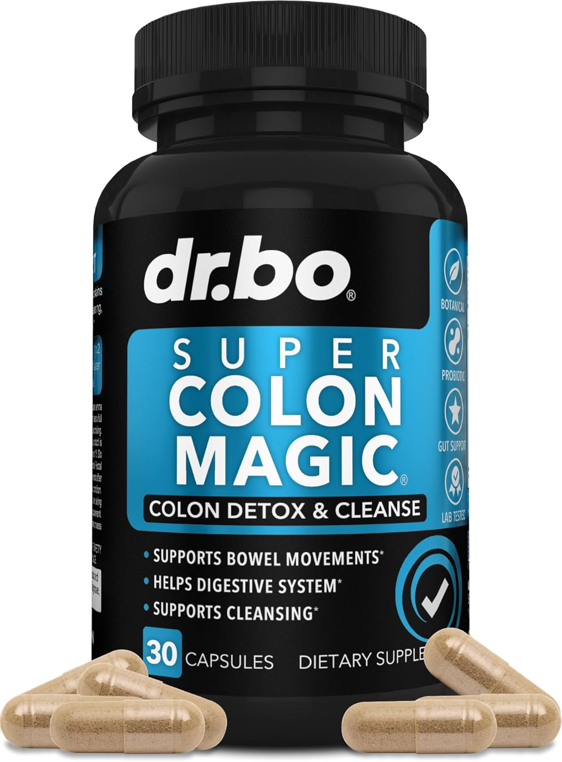 DESINTOXICACIÓN MÁGICA DEL COLON SUPER COLON 1289 MG 30 CAPSULAS NO GMO DR BO SUPER COLON MAGIC COLON DETOX