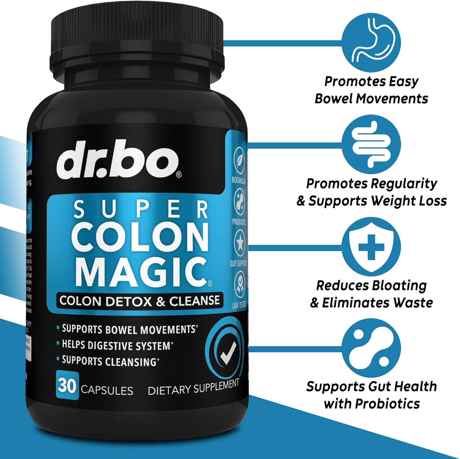 DESINTOXICACIÓN MÁGICA DEL COLON SUPER COLON 1289 MG 30 CAPSULAS NO GMO DR BO SUPER COLON MAGIC COLON DETOX