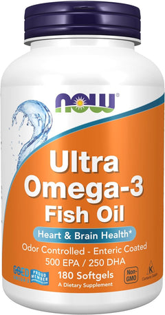 ULTRA OMEGA 3 FISH OIL  NOW 1000 MG 180 CAPSULAS BLANDAS NO GMO