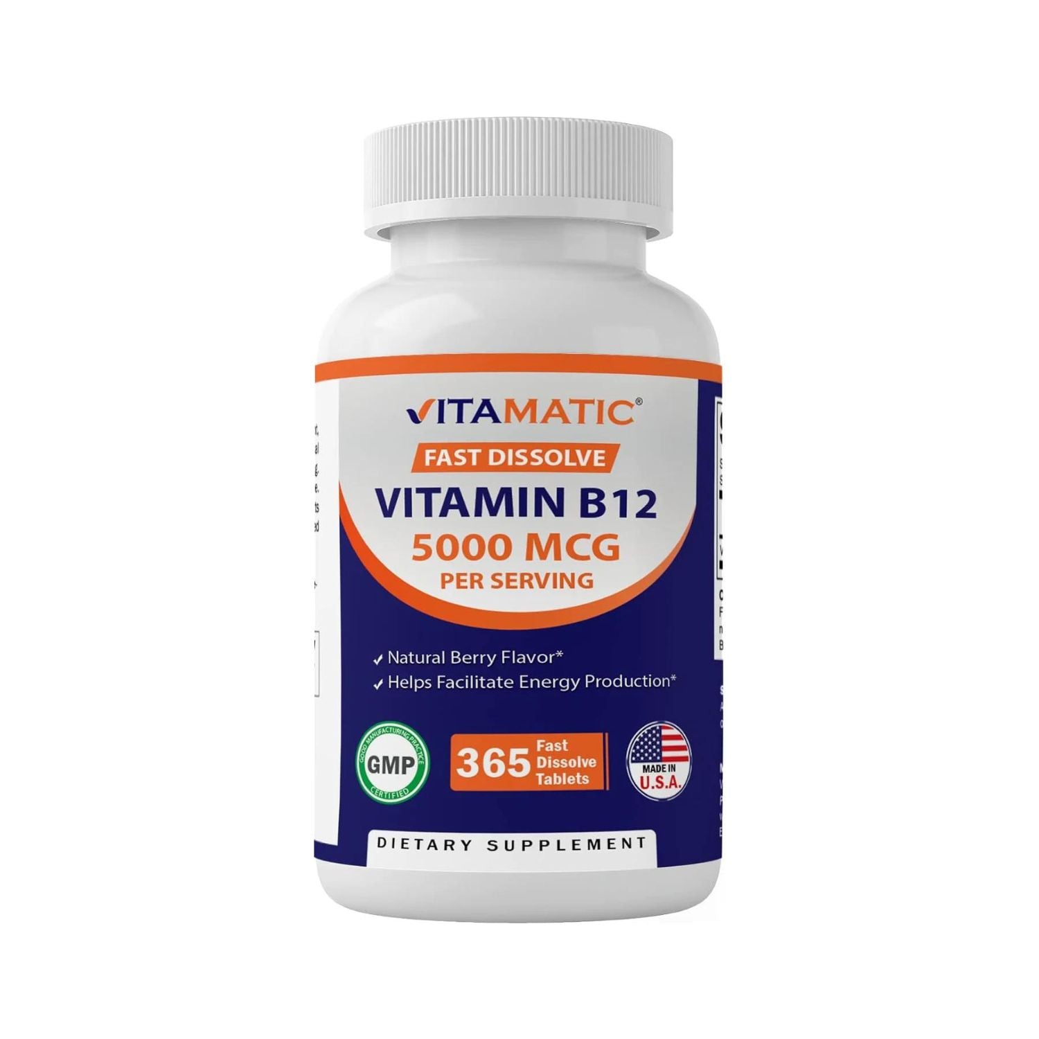 VITAMINA B12 5000 MCG 365 TABLETAS SUBLINGUALES SIN GMO VITAMATIC