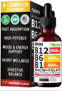 VITAMINA B12 5,000 MCG B6 3,400 MCG B1 2,400 MCG 60 ML SIN GMO NUSAVA