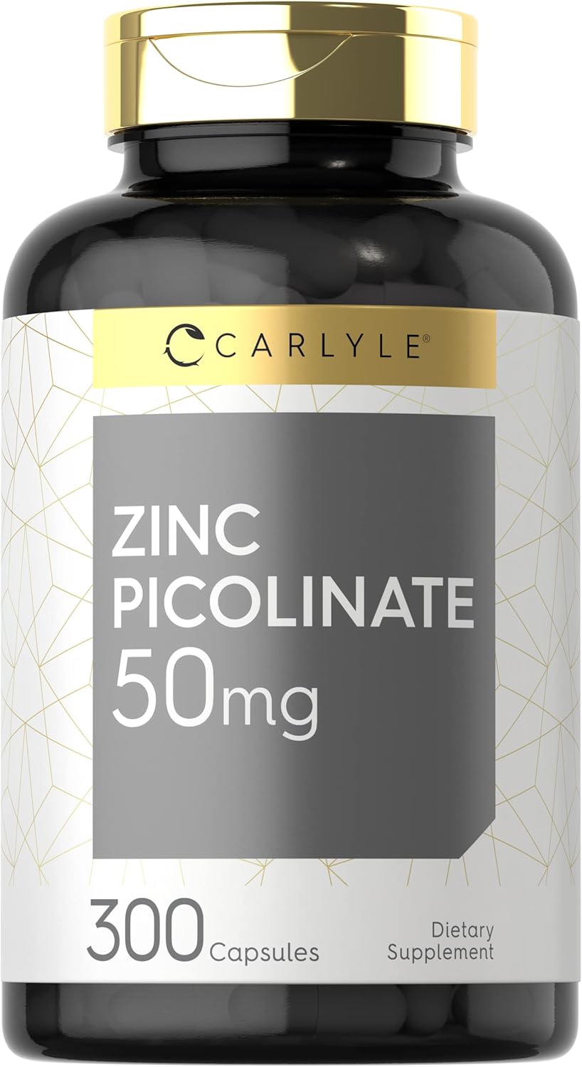 ZINC PICOLINATE PICOLINATO DE ZINC 50 MG 300 CAPSULAS SIN GMO CARLYLE
