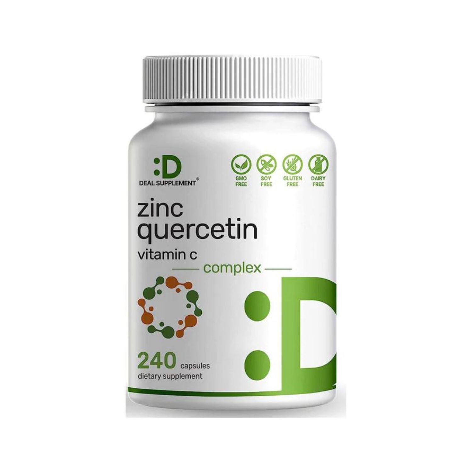 ZINC QUERCETINA CON VITAMINA C COMPLEJO DEAL 1,050 MG 240 CAPSULAS SIN GMO