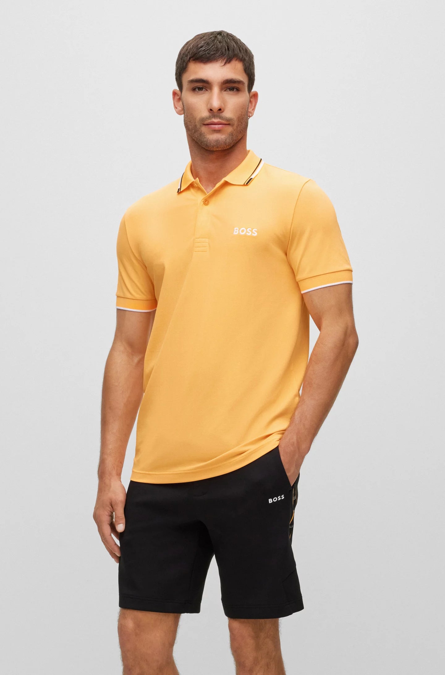 Cotton blend polo shirt with contrast details