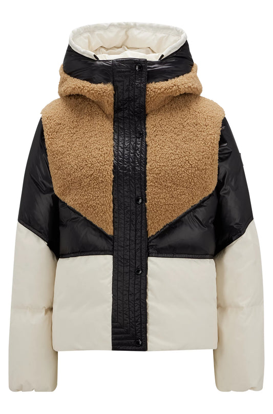 Mixed Material Down Filled Jacket with Teddy panels