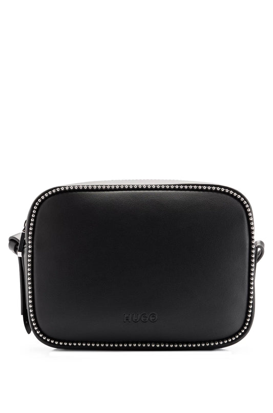 Faux Leather Crossbody Bag with Logo Detail