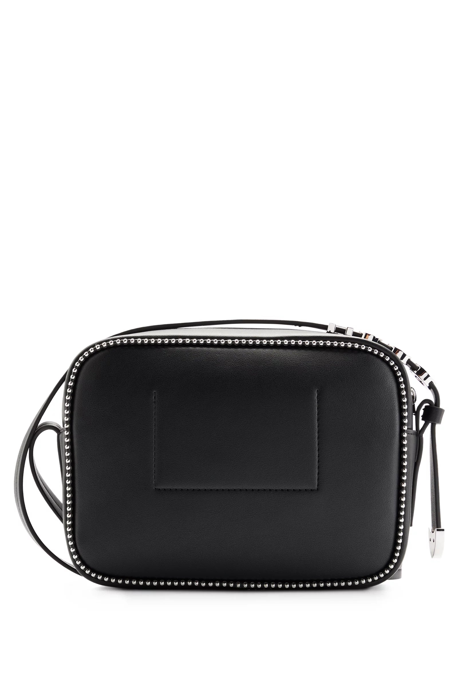 Faux Leather Crossbody Bag with Logo Detail