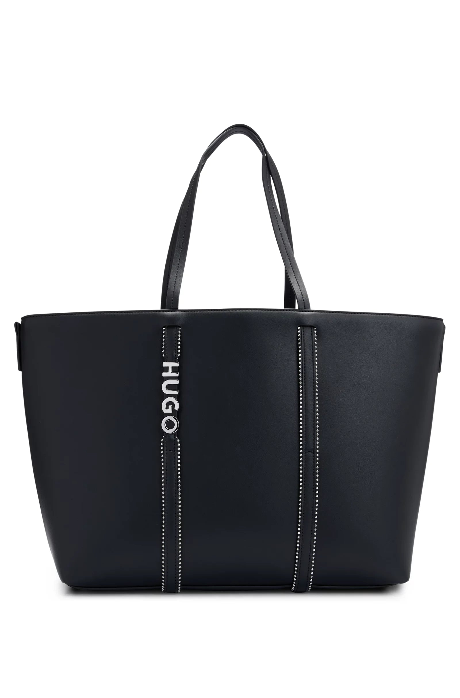 Faux Leather Shopper Bag with Logo Detail