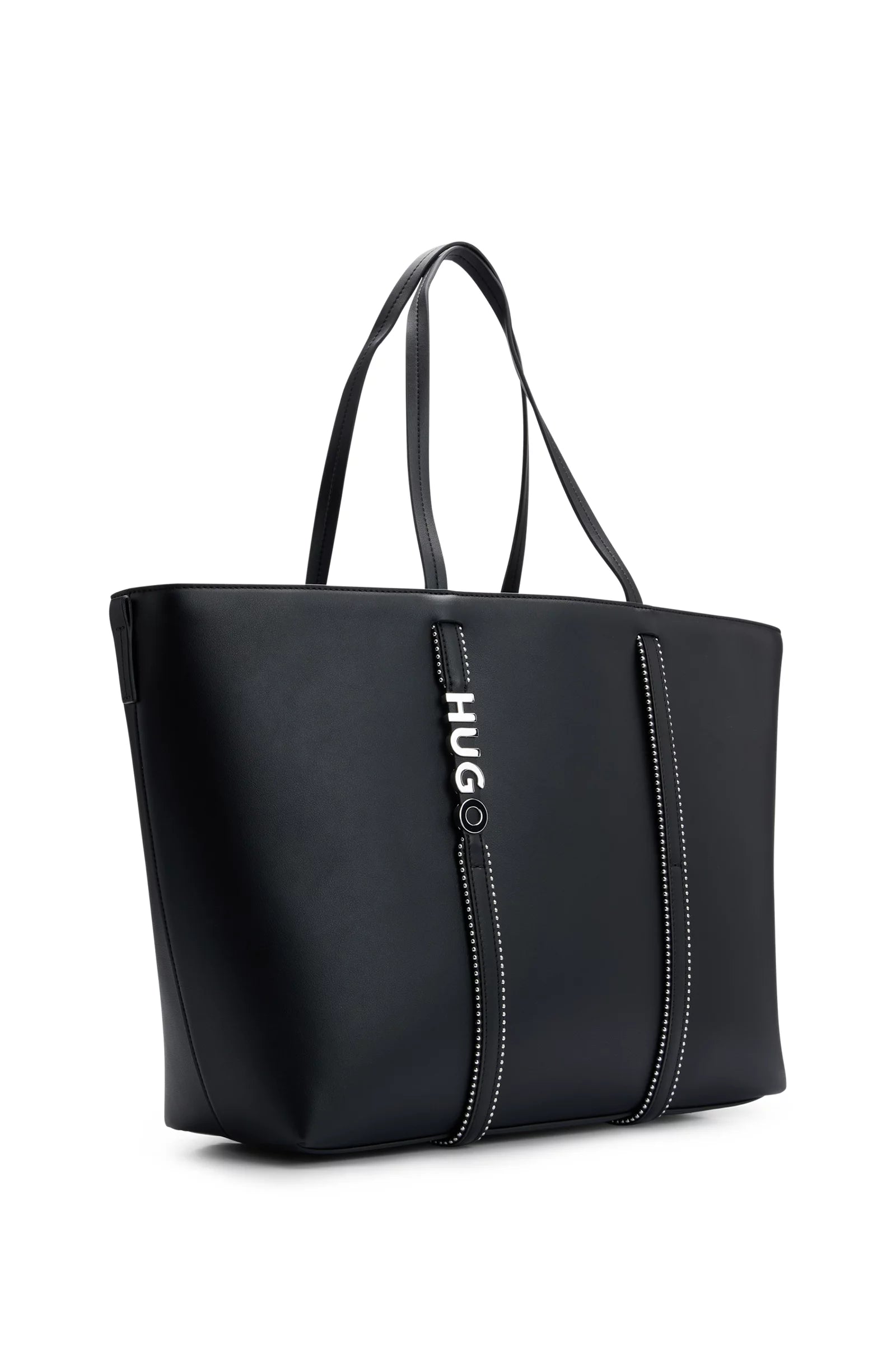 Faux Leather Shopper Bag with Logo Detail