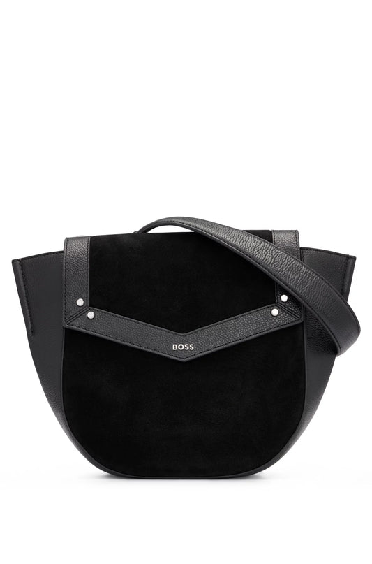 Saddle Bag in Grained Leather and Suede