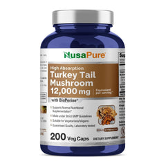 HONGO COLA DE PAVO NUSAPURE 12000 MG 200 CAPSULAS VEGETALES TURKEY TAIL MUSHROOM