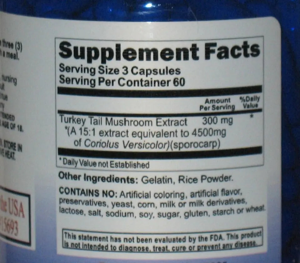 COLA DE PAVO 4500 MG 180 CÁPSULAS EARTHMED TURKEY TAIL MUSHROOM