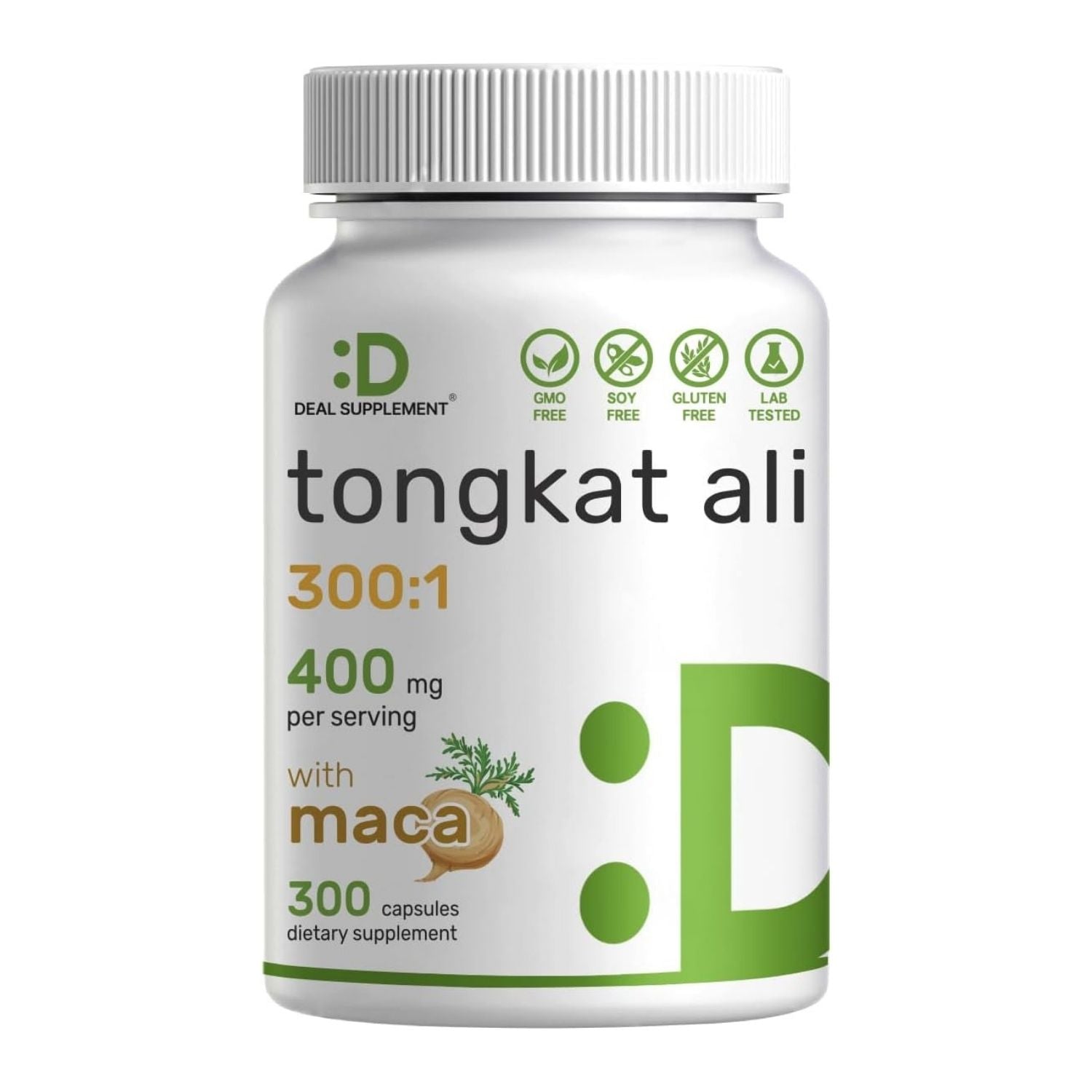 TONGKAT ALI 300:1 400 MG CON MACA 400 MG 300 CASPAULAS SIN GMO DEAL SUPPLEMENTS