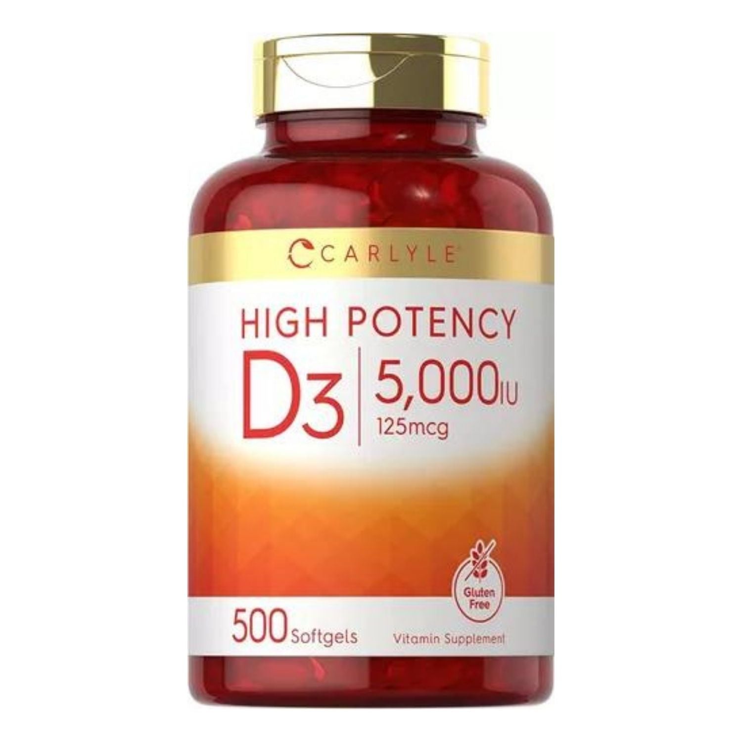 VITAMINA D3 CARLYLE 5,000 IU 500 CAPSULAS BLANDAS SIN GMO