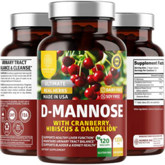 D MANOSA CON ARÁNDANO ROJO Y DIENTE DE LEON 1,350 MG 120 CAPSULAS VEGETALES NUMBER ONE D MANNOSE WITH CRANBERRY AND DANDELION