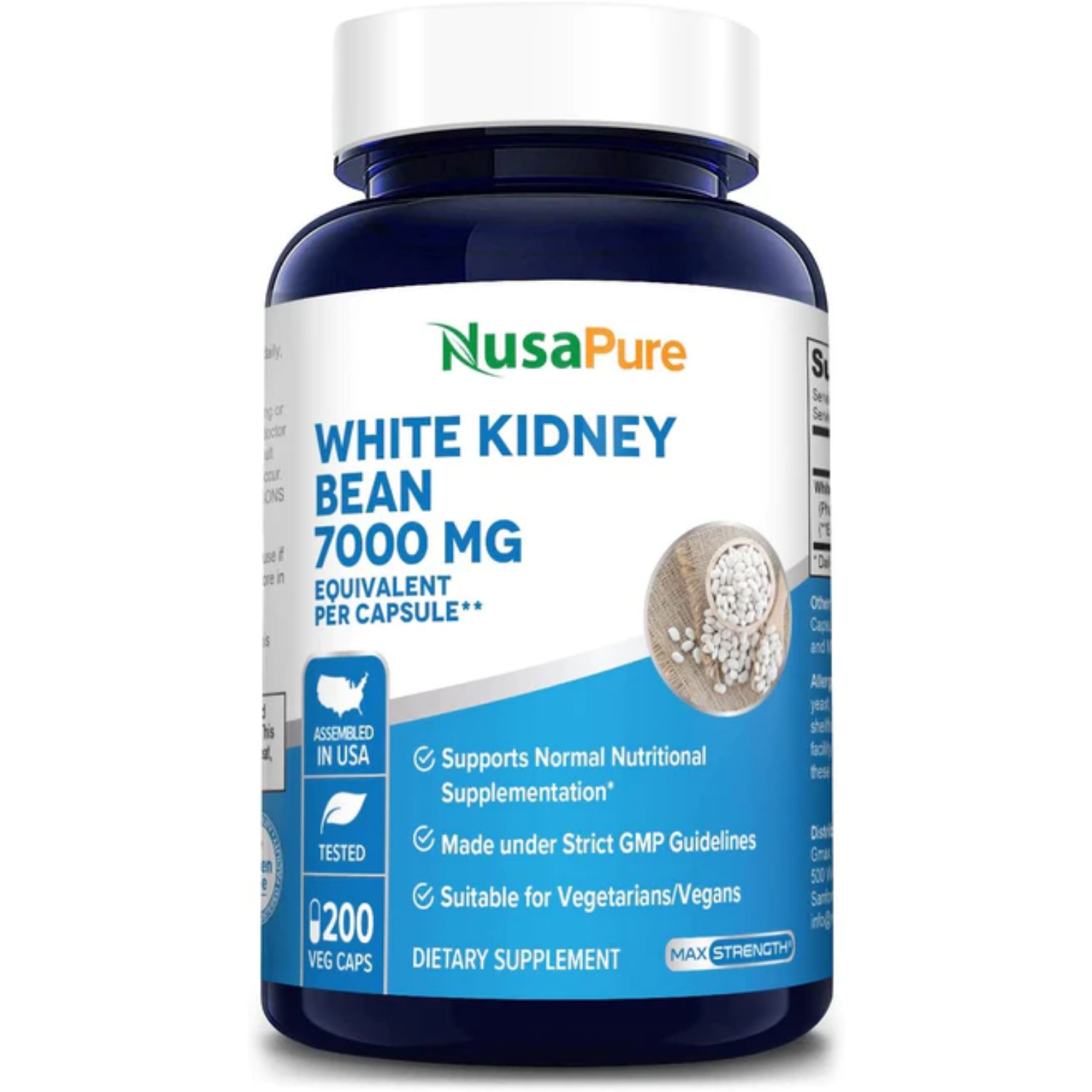 BLOQUEADOR DE CARBOHIDRATOS NUSAPURE 7,000 MG 200 CAPSULAS VEGANO WHITE KIDNEY BEAN