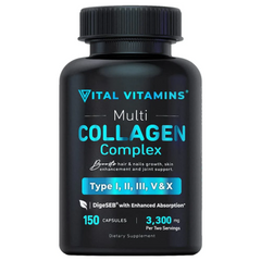 COLAGENO MULTI HIDROLIZADO 3300 MG 150 CAPSULAS  VITAL VITAMINS