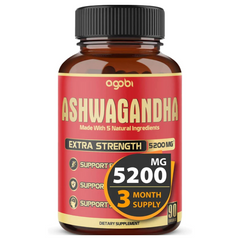 ASHWAGANDHA EXTRA FUERTE 4800 MG + RAIZ DE CURCUMA 185 MG + RAIZ DE RODIOLA 100 MG 90 CASPULAS SIN GMO VEGANO AGOBI