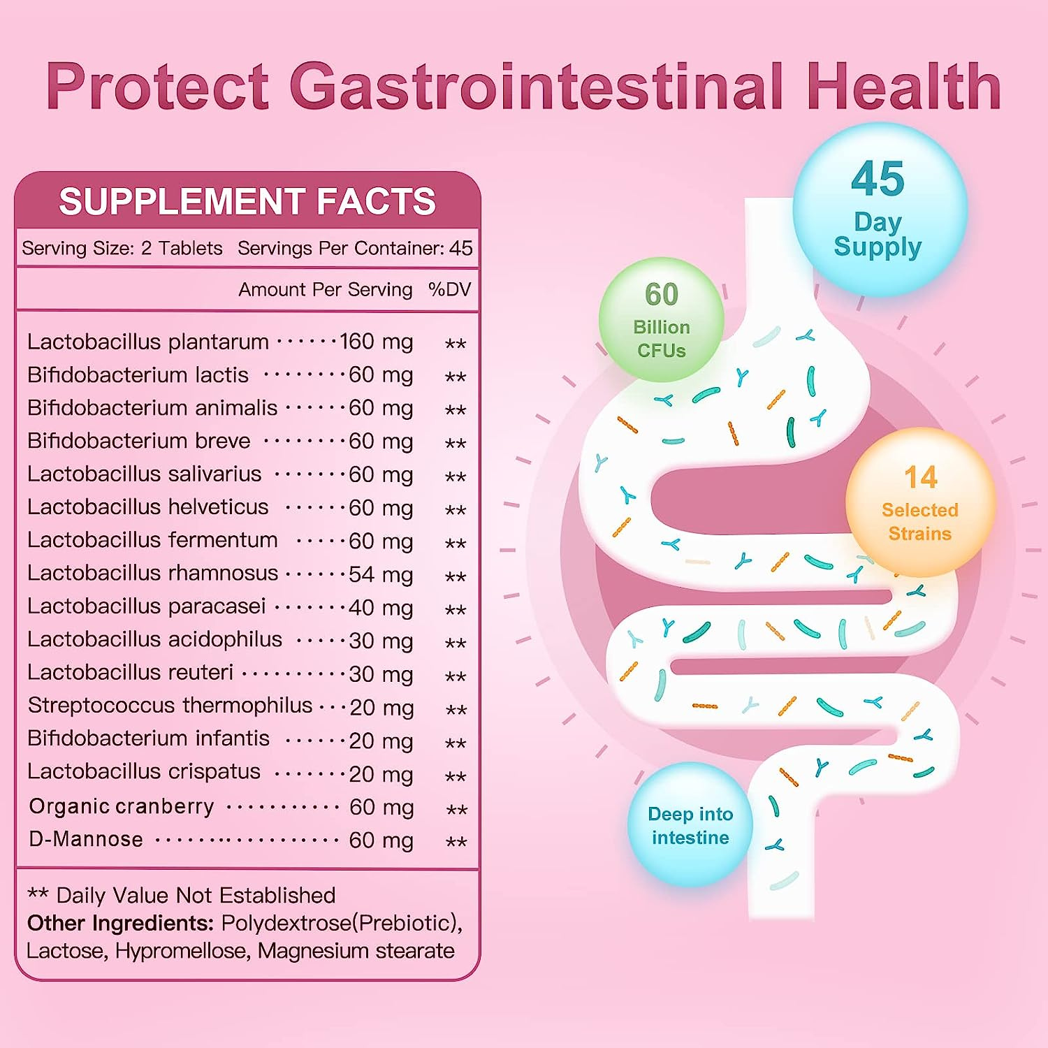 PROBIOTICOS CON COMPLEJO URINARIO PARA MUJER  14 CEPAS 60 BILLION CFU 90 TABLETAS NATURE TARGET