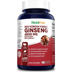 GINSENG ROJO COREANO4,800 MG 200 CAPSULAS NUSAPURE