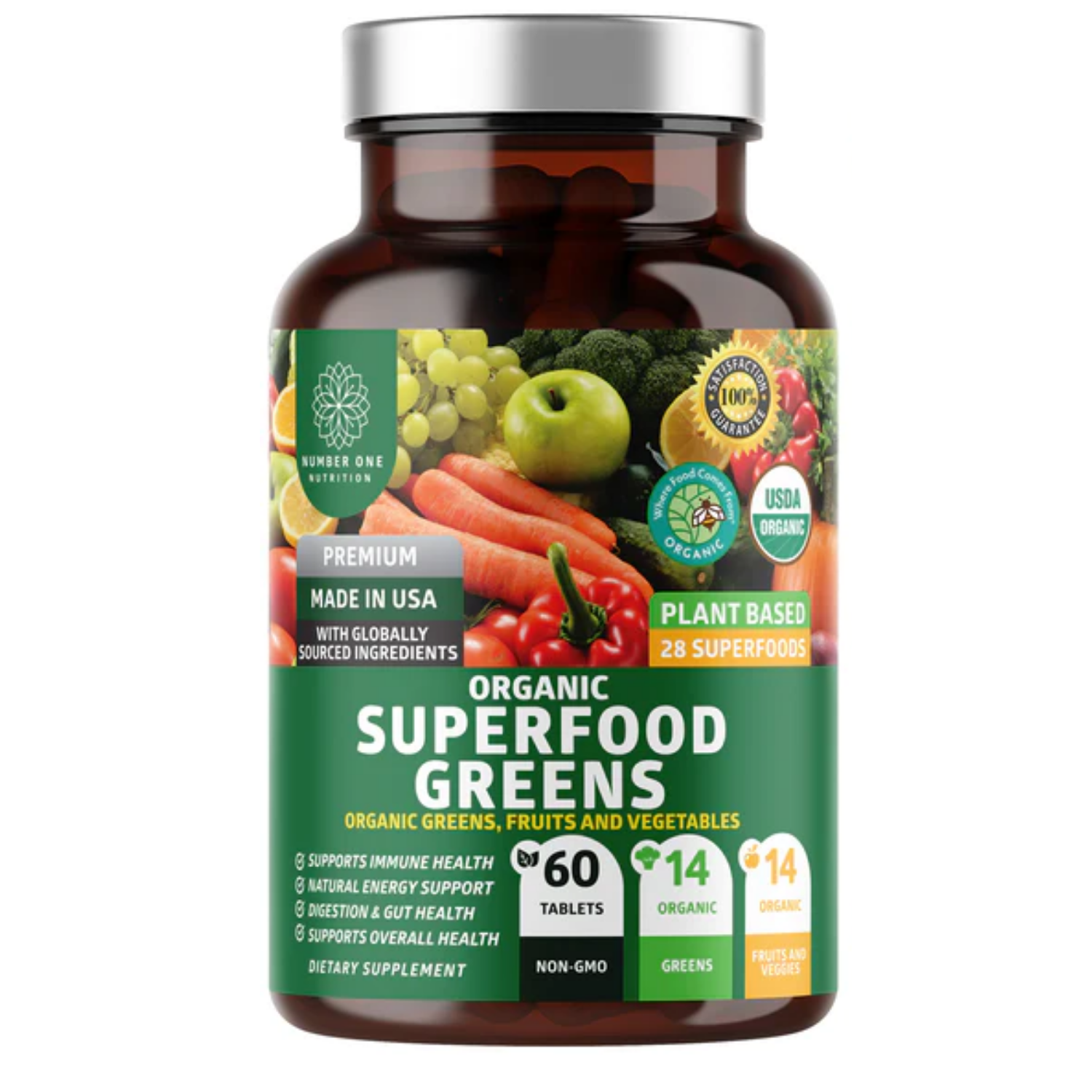 SUPERFOOD GREENS 1,350 60 TABLETAS NUMBER ONE