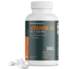 VITAMINA K2 MK7 100 MCG 360 TABLETAS SIN GMO BRONSON