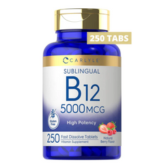 VITAMINA B12 CARLYLE 5,000 MCG 250 TABLETAS SUBLINGUALES SIN GMO