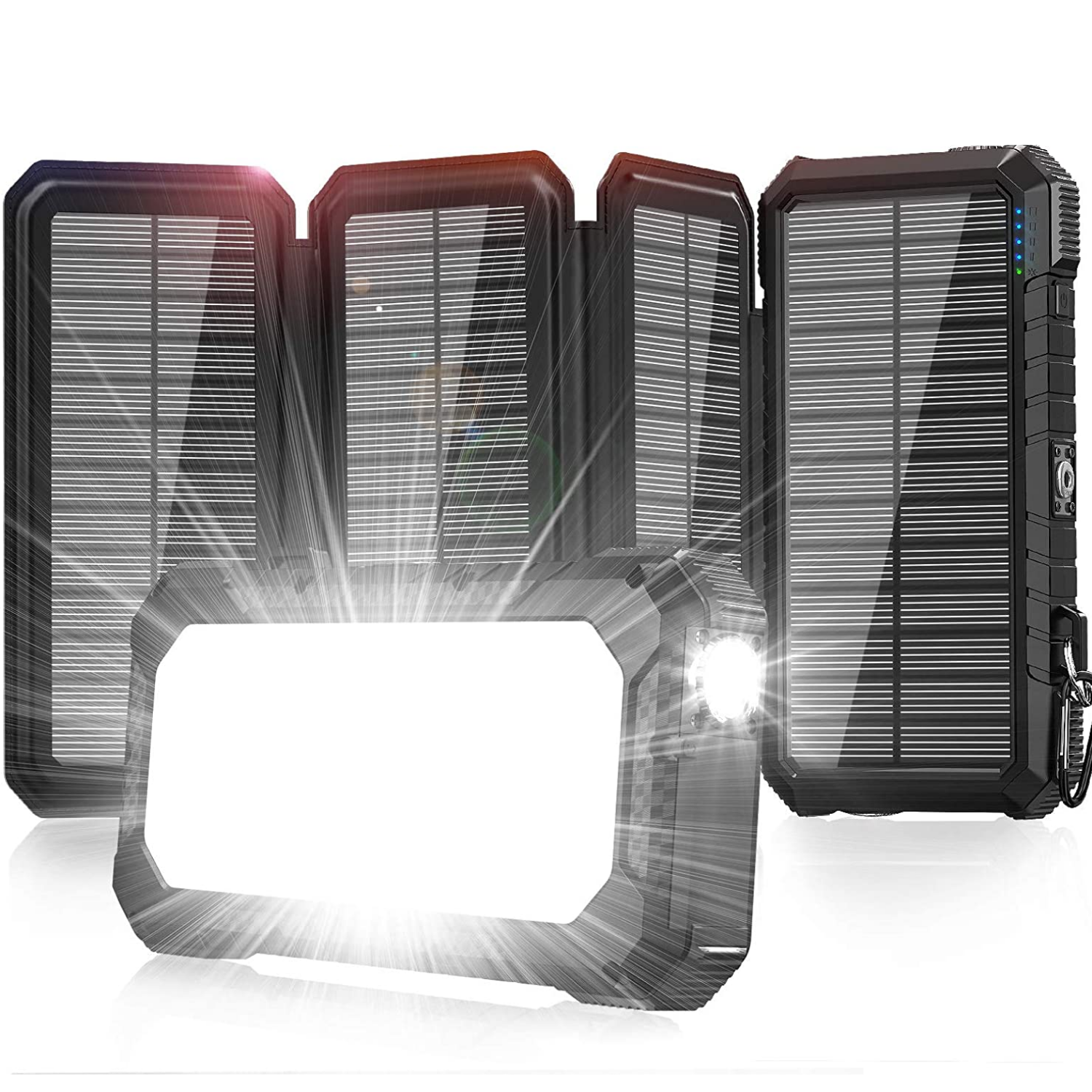 CARGADOR SOLAR PORTATIL  26800mAh CARGA RAPIDA 18W CON LINTERNA