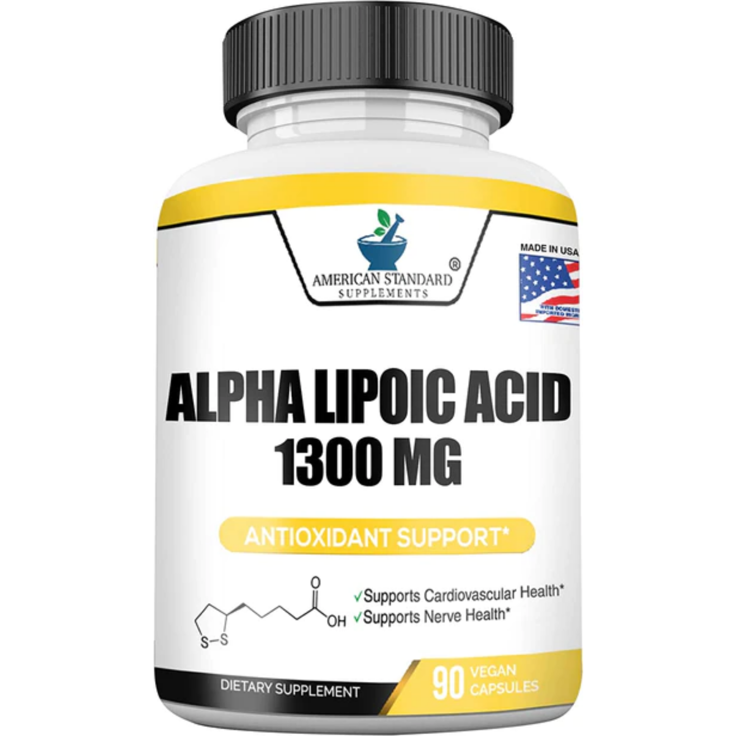 ÁCIDO ALFA LIPOICO 1,300 MG 90 CAPSULAS SIN GMO AMERICAN STANDARD SUPPLEMENTS