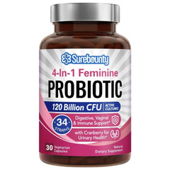 PROBIOTICOS PARA MUJERES  4 EN 1  34 CEPAS 120 BILLONES CFU 30 CAPSULAS SUREBOUNTY