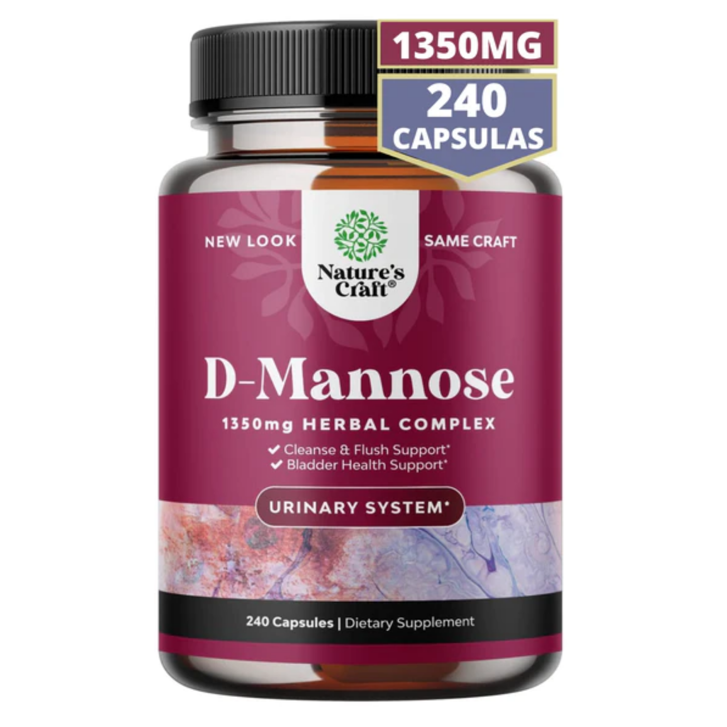 D MANOSA CON CRANBERRY Y DIENTE DE LEON 1,350 MG 240 CAPSULAS NATURE´S CRAFT