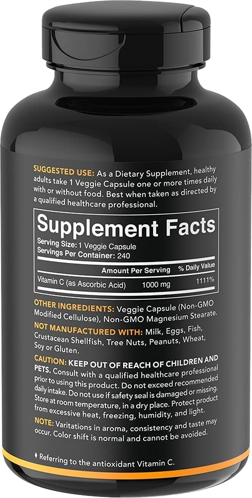 VITAMINA C 1,000 MG 240 CAPSULAS SPORTS RESEARCH