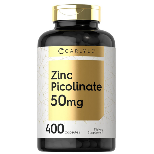 ZINC PICOLINATE PICOLINATO DE ZINC 50 MG 400 CAPSULAS SIN GMO CARLYLE