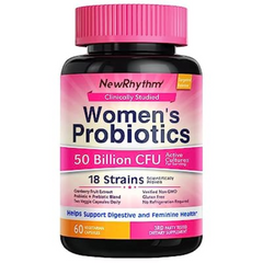 PROBIOTICOS Y PREBIOTICOS CON CRANBERRY PARA MUJERES  18 CEPAS 50 BILLONES CFU 60 CAPSULAS VEGETALES SIN GMO NEWRHYTHM