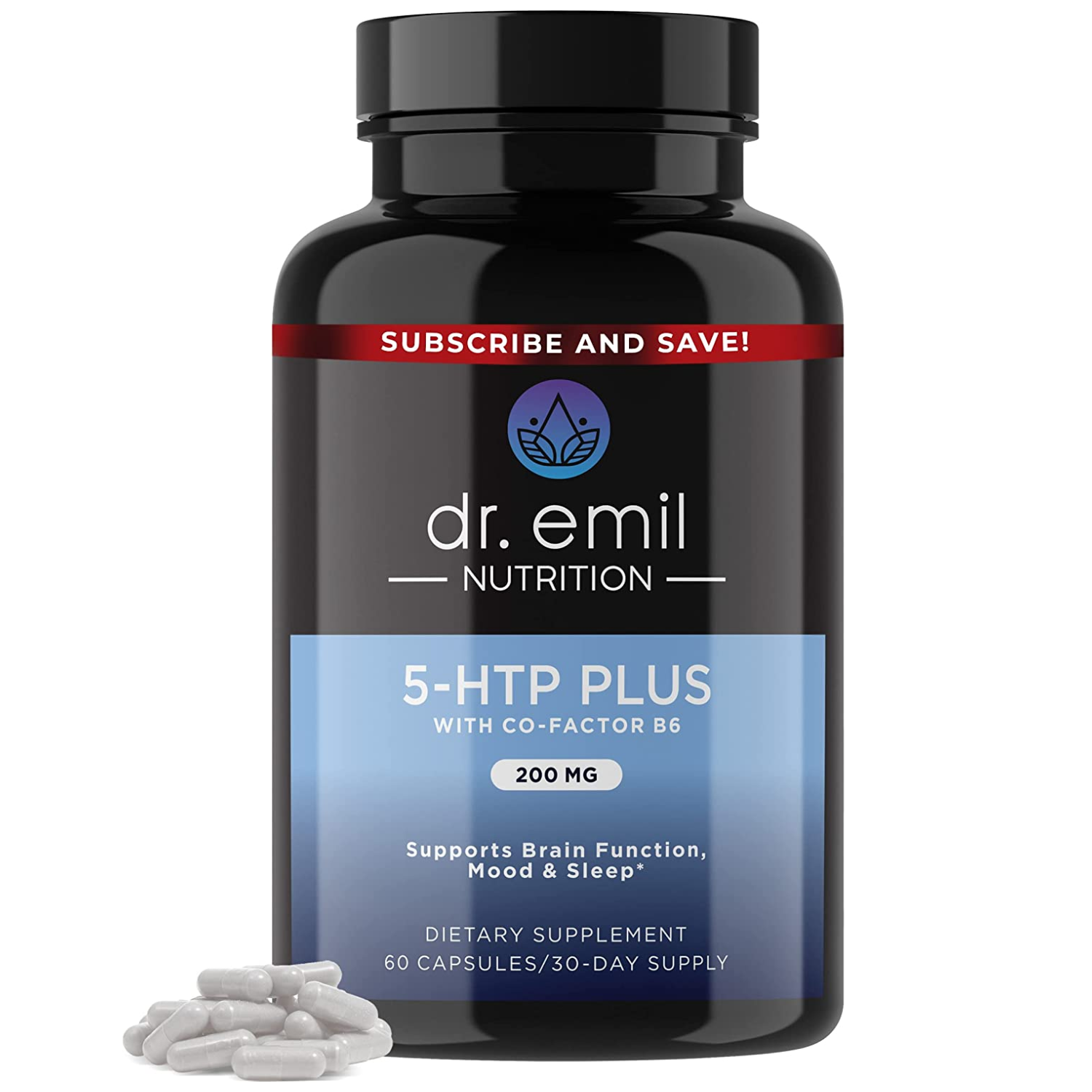 5-HTP PLUS 200 MG 60 CAPSULAS + VITAMINA B6 10 MG + SAMe 20 MG VEGANO DR EMIL NUTRITION