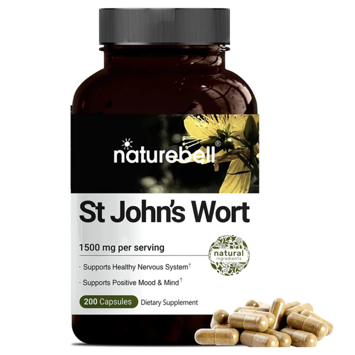 HIERBA DE SAN JUAN NATUREBELL 1,500 MG 200 CAPSULAS ST JHONS WORT