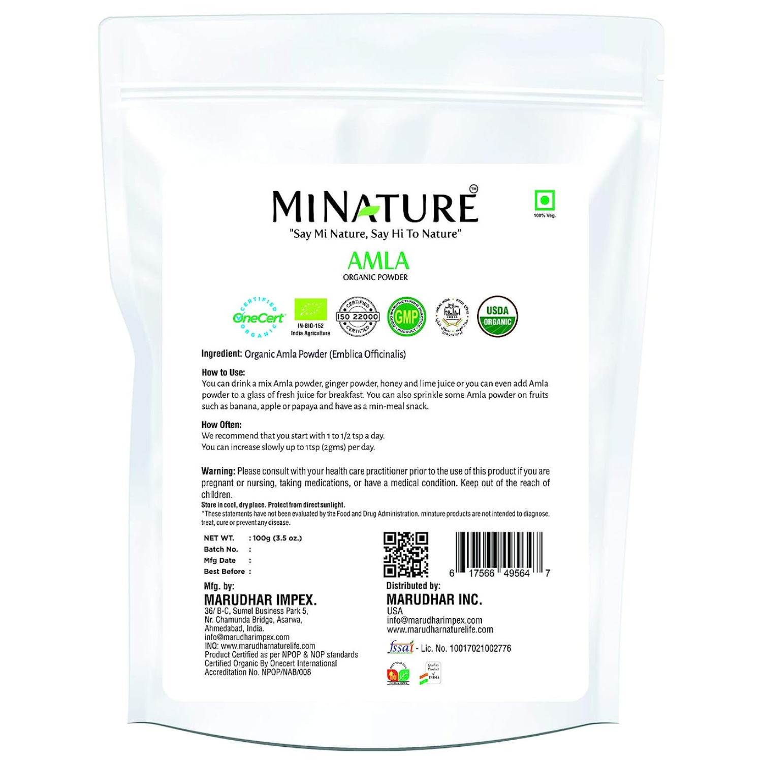 AMLA ORGANIC POWDER 100 GR  MINATURE