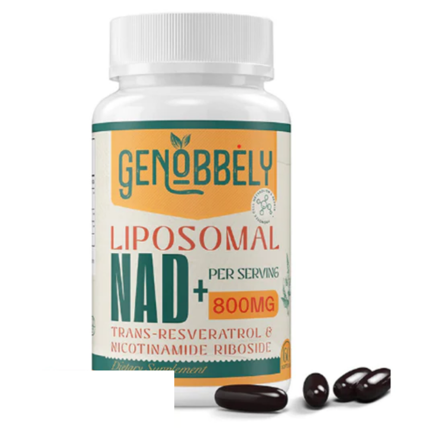 NAD+ LIPOSOMAL  800 MG 60 CAPSULAS BLANDAS SIN GMO GENOBBELY