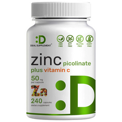 ZINC PICOLINATO CON VITAMINA C DEAL SUPPLEMENTS  50 MG 240 CAPSULAS