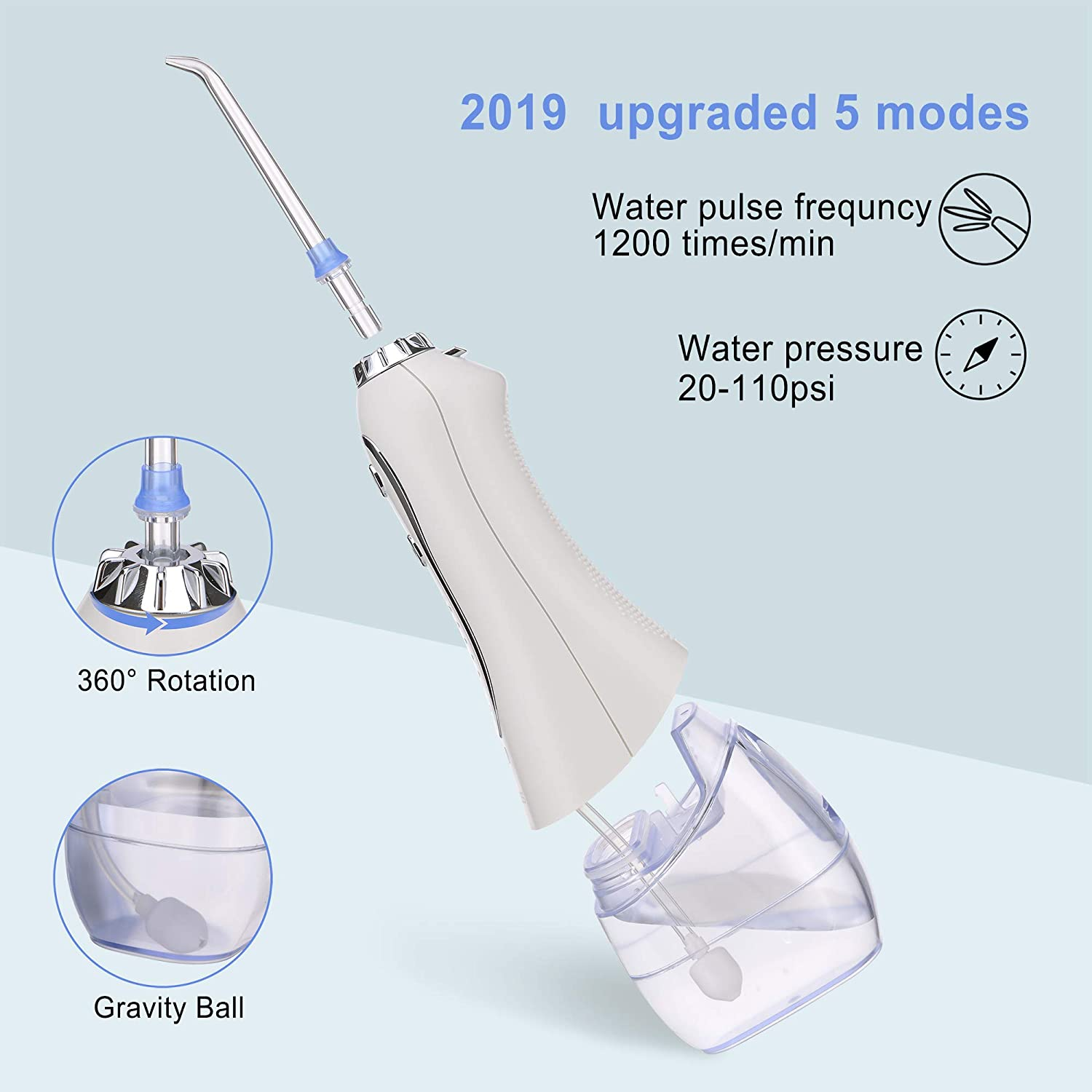 IRRIGADOR DENTAL LIMPIADOR BUCAL H2OFLOSS 5 MODOS 5 PUNTAS