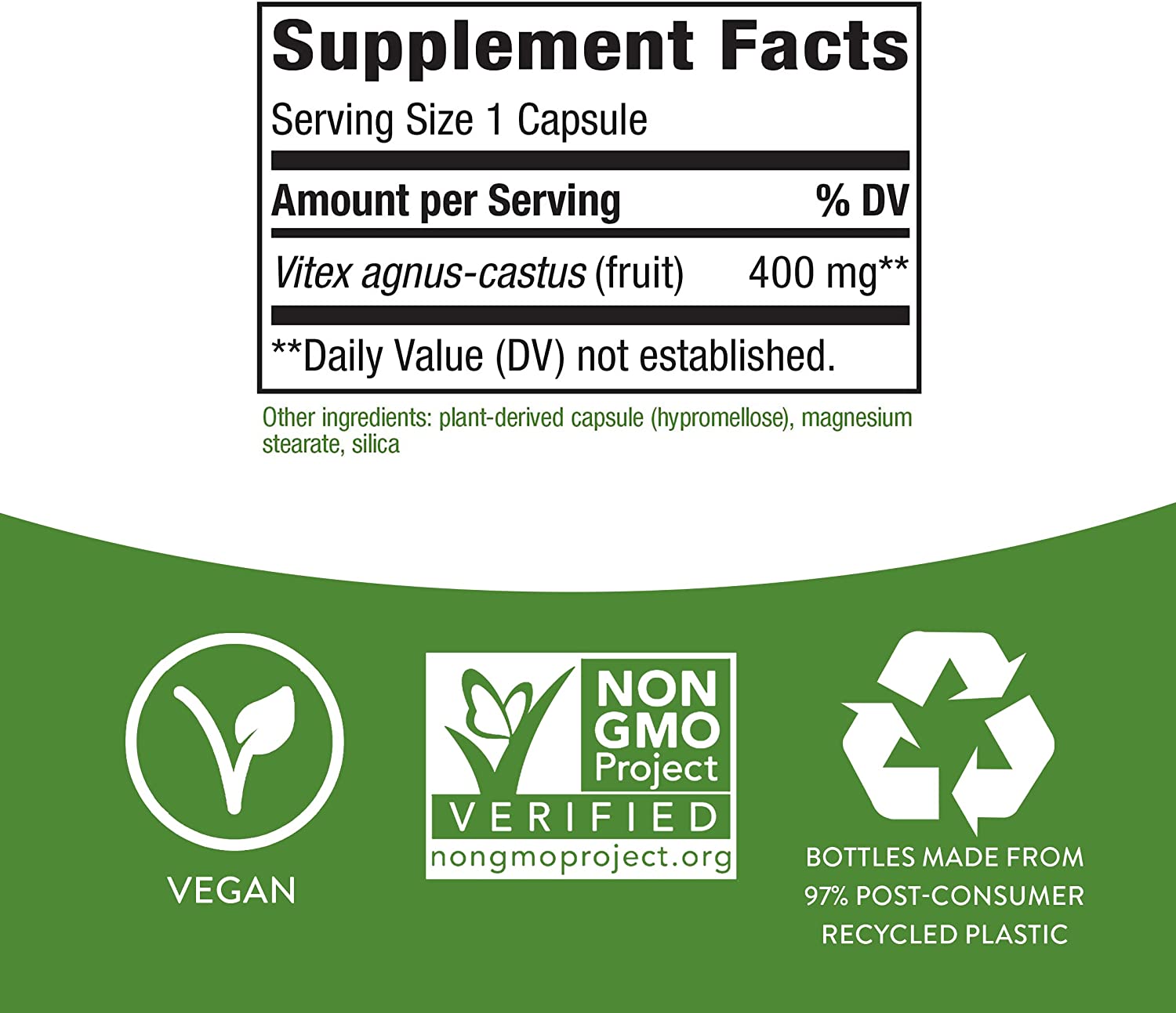 VITEX FRUIT 400 MG 320 CAPSULAS VEGETALES VEGANO NATURE´S WAY