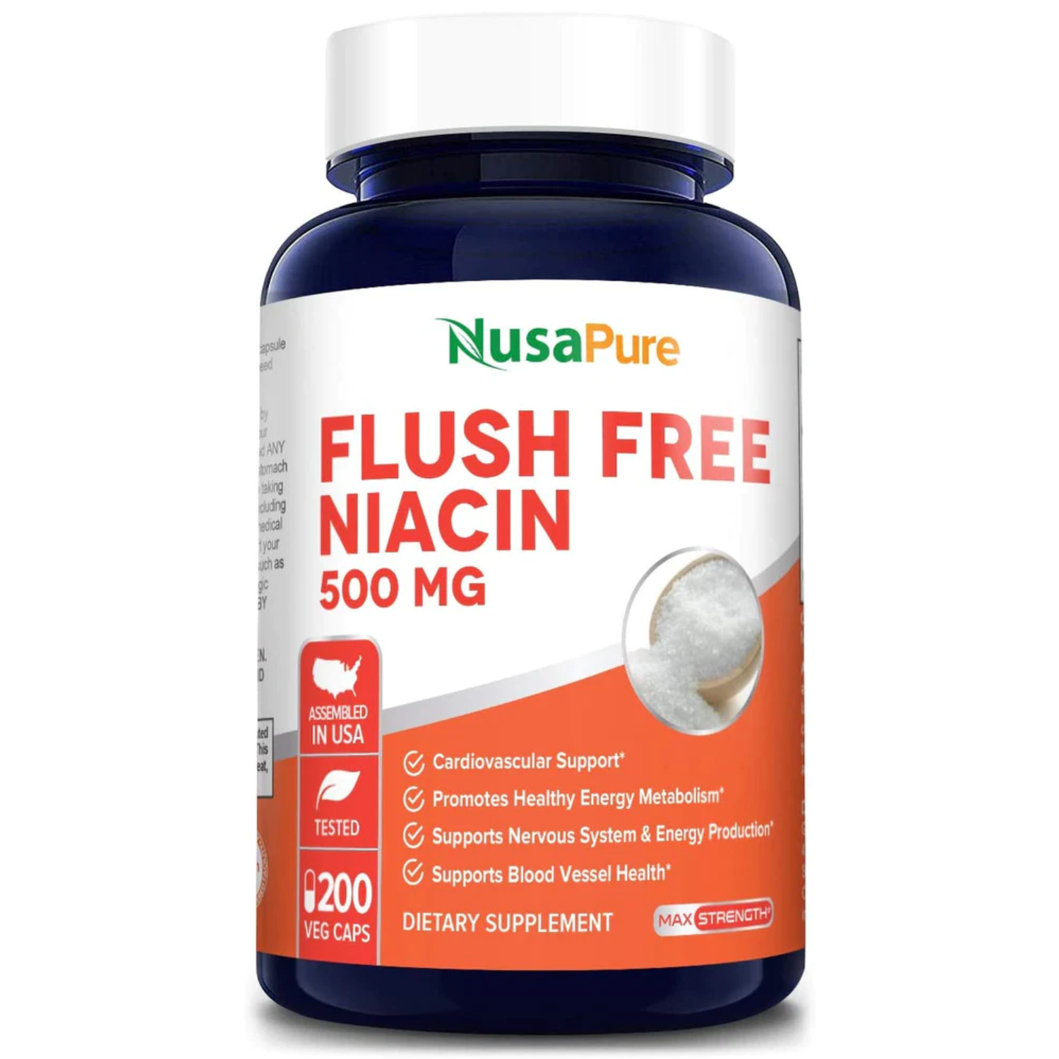 NIACINA FLUSH FREE VITAMINA B3 NUSAPURE 500 MG 200 CAPSULAS VEGETALES