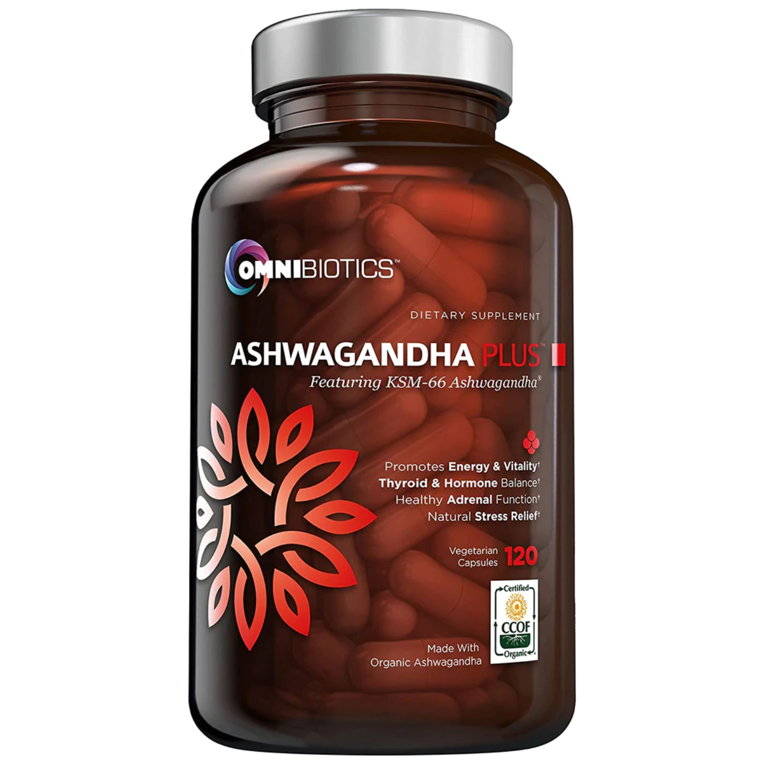 ASHWAGANDHA  1,305 MG + BIOPERINA EXTRACTO DE PIMIENTA NEGRA 5 MG 120 CAPSULAS VEGANO OMNIBIOTICS