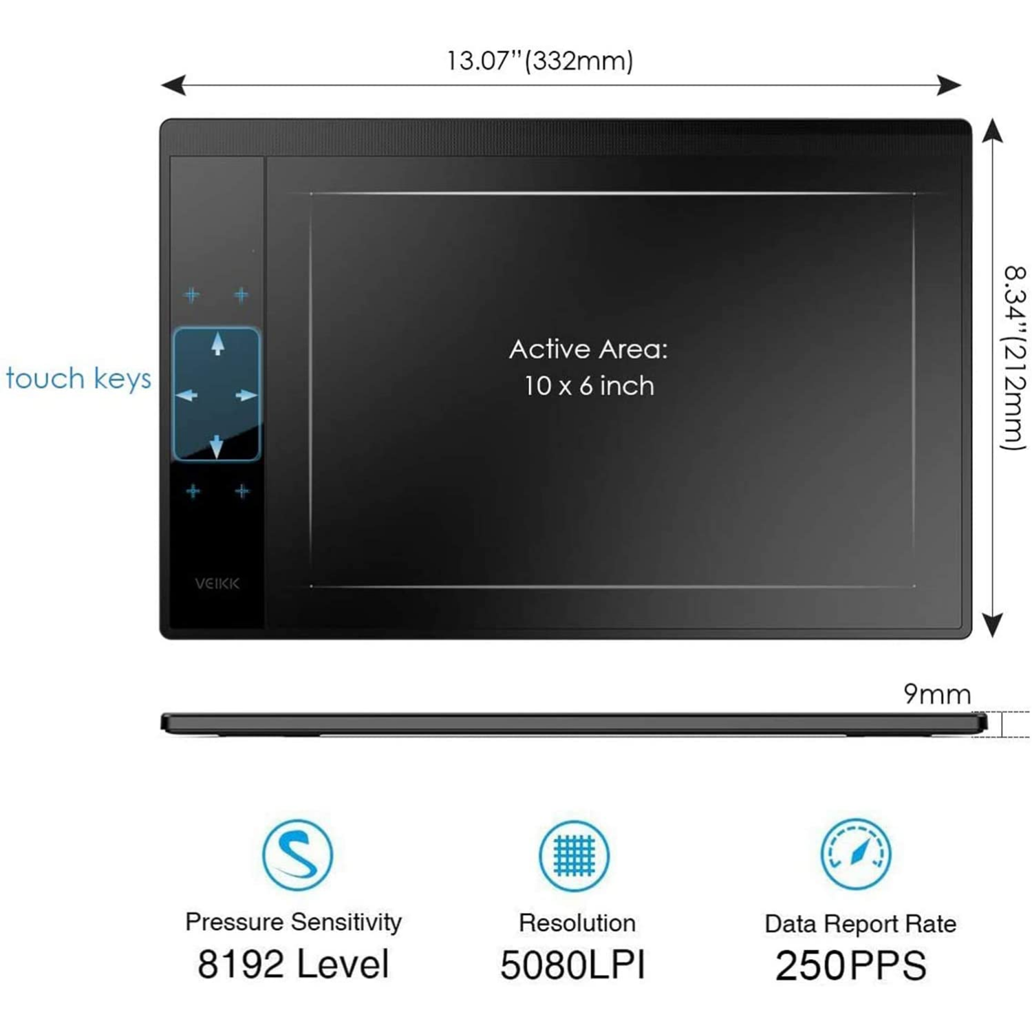 TABLETA GRAFICA DE DIBUJO VEIKK A30 V2 CON LAPIZ 10x6" CABLE USB OTG 8192 NSP