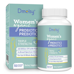 PROBIOTICOS Y PREBIOTICOS PARA MUJERES 24 CEPAS 300 BILLONES CFU 60 CAPSULAS DMEISY