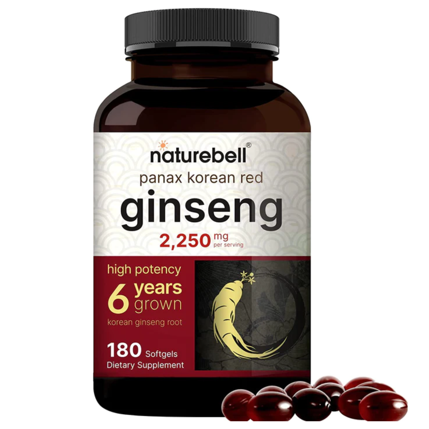 GINSENG ROJO COREANO NATUREBELL 2,250 MG 180 CAPSULAS BLANDAS