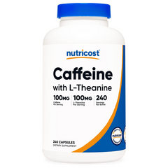 CAFEINA 100 MG CON TEANINA 100 MG 240 CAPSULAS SIN GMO NUTRICOST