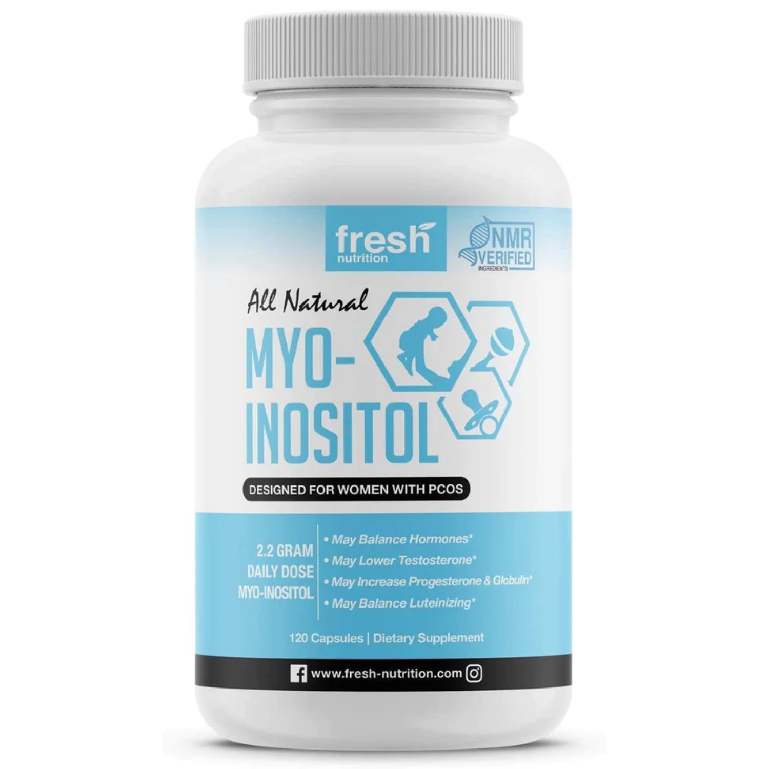MYO INOSITOL 2200 MG 120 CAPSULAS FRESH NUTRITION – Bexo Perú