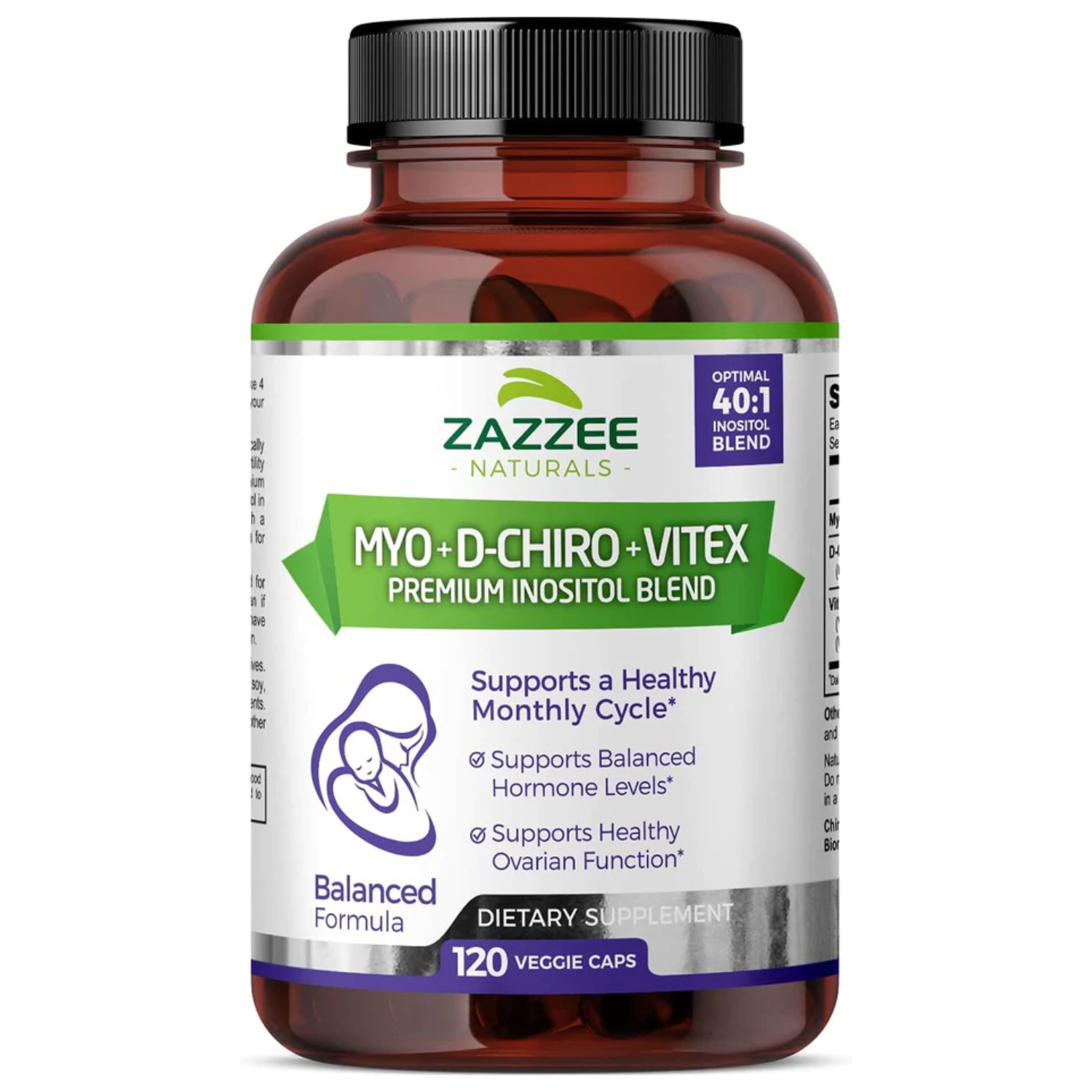 MYO DCHIRO INOSITOL 2050 MG CON VITEX 500 MG 120 CAPSULAS VEGETALES SIN GMO VEGANOZAZZEE