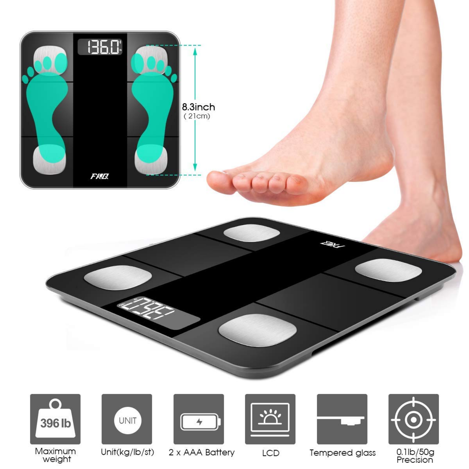 BALANZA DIGITAL SMART BLUETOOTH FXQ 14 MEDIDAS IMC GRASA FG263LB